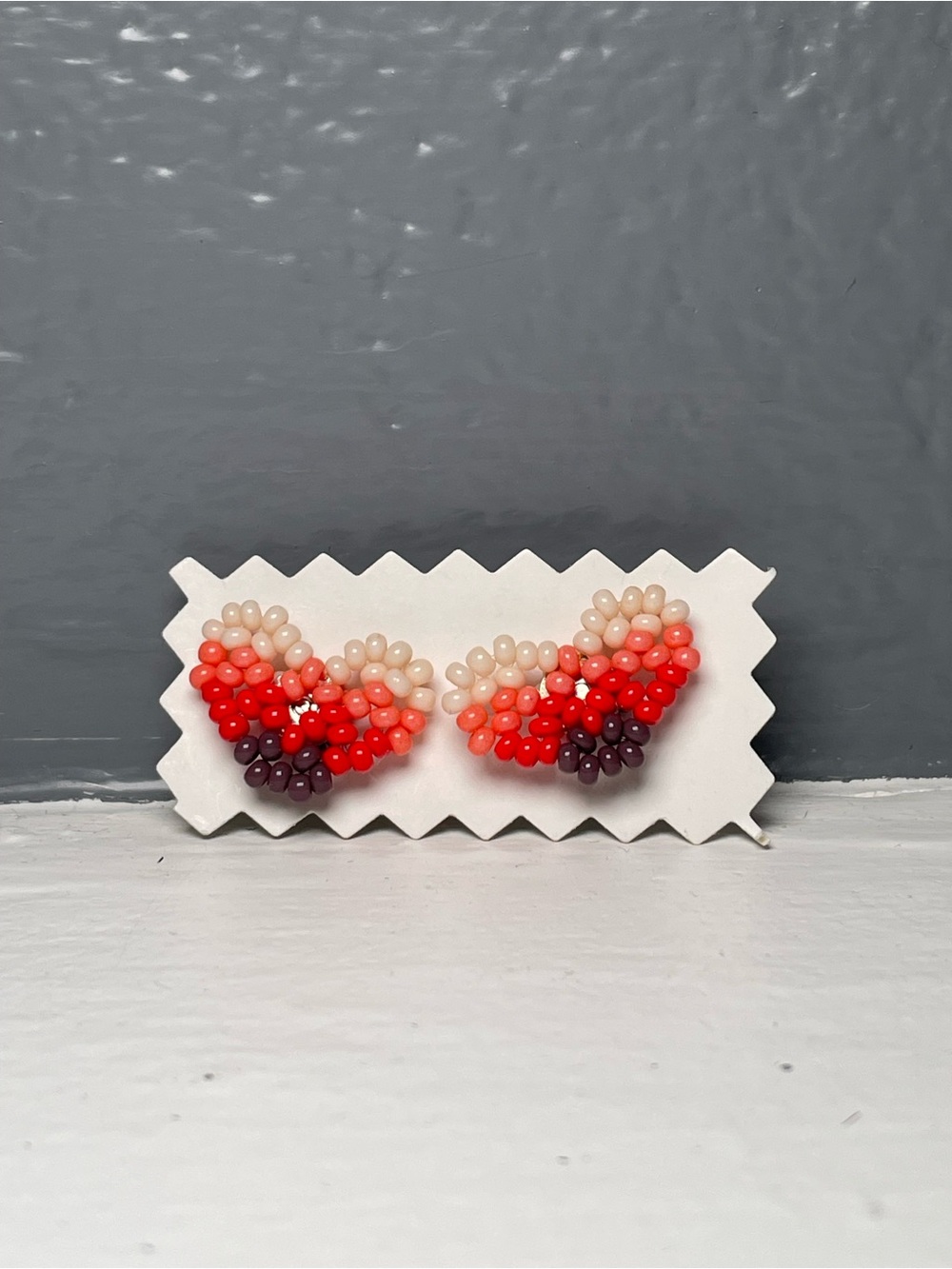 Huichol Beaded Heart Stud Earrings